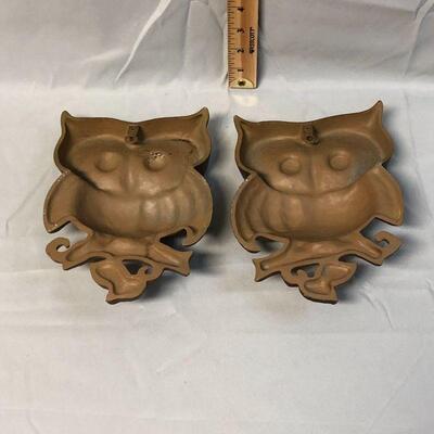 2 Sexton USA 1970 Metal Owl Wall Hangings