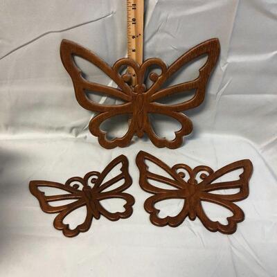 3 Wood Butterflies