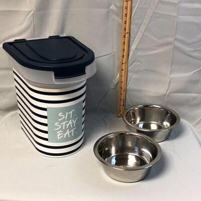 Pet Food Container and Aluminum Bowls