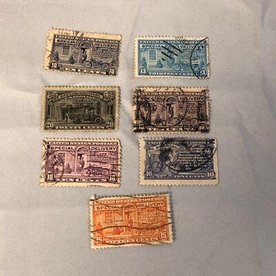 7 Early 1900s Special Delivery Stamps