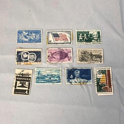 (10) 4 cent USA Stamps from the 1950s