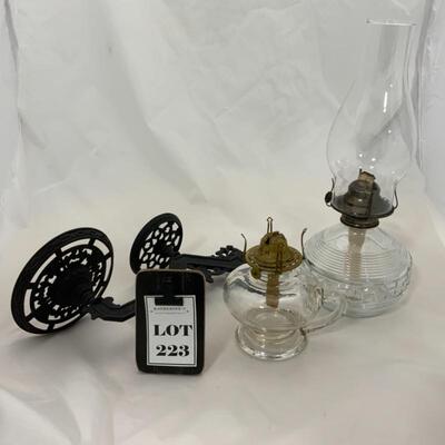 .223. Two Oil Lamps | Double Lamp Cast Iron Sconce