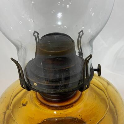 .234. Antique | Victorian Oil Lamp | Amber & Vaseline Glass
