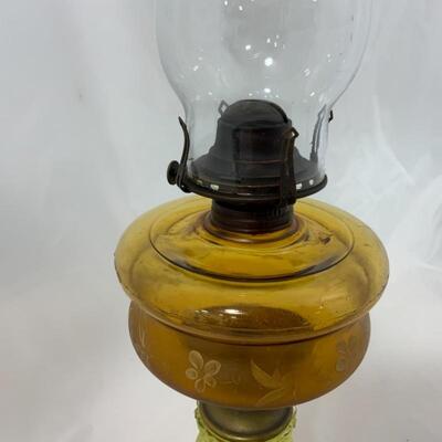 .234. Antique | Victorian Oil Lamp | Amber & Vaseline Glass