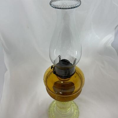 .234. Antique | Victorian Oil Lamp | Amber & Vaseline Glass