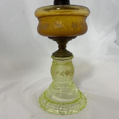 .234. Antique | Victorian Oil Lamp | Amber & Vaseline Glass