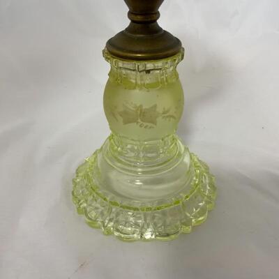 .234. Antique | Victorian Oil Lamp | Amber & Vaseline Glass