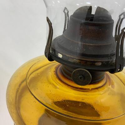 .234. Antique | Victorian Oil Lamp | Amber & Vaseline Glass