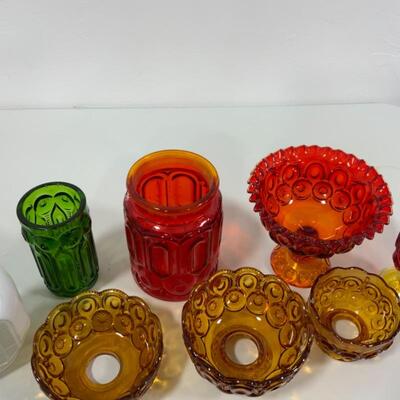 .253. Vintage | Amberina | Red, Green, Amber | Moon and Stars