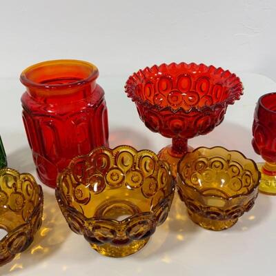 .253. Vintage | Amberina | Red, Green, Amber | Moon and Stars