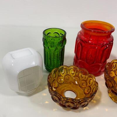 .253. Vintage | Amberina | Red, Green, Amber | Moon and Stars