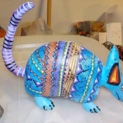 South america antique artifacts. AND HAND PAINTED ARMADILLO.