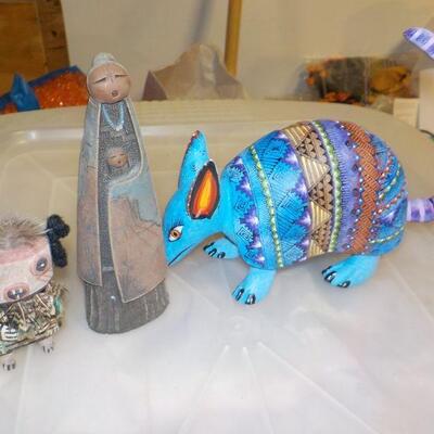South america antique artifacts. AND HAND PAINTED ARMADILLO.