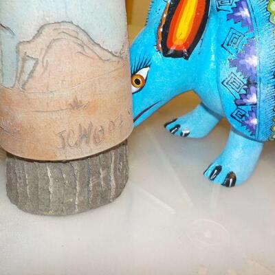 South america antique artifacts. AND HAND PAINTED ARMADILLO.