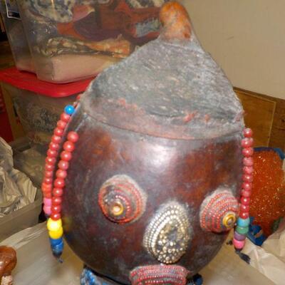 South American hand crafted artifacts ceramic  and wood.