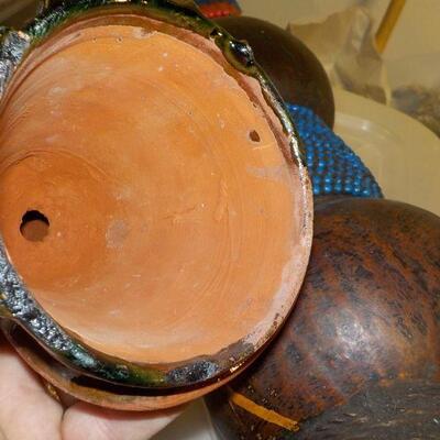 South American hand crafted artifacts ceramic  and wood.