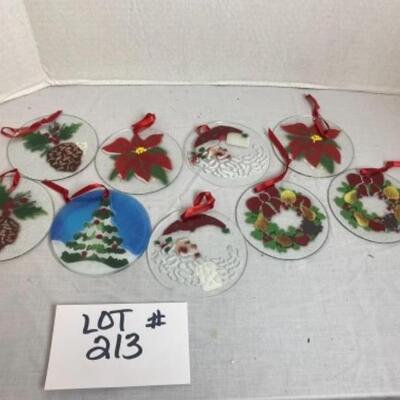 L 213 Lot of 9 Hand-painted Glass Ornaments 