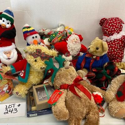P 243 Christmas Stuffed Bears & Santa Lot 
