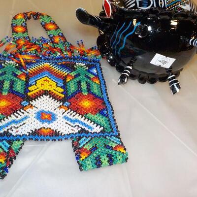 Native American hand made bead Dress and hand painted Armadillo.