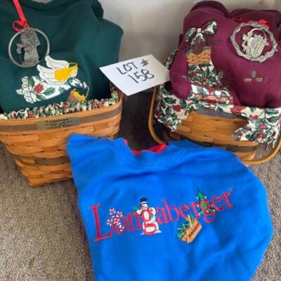 J - 158 Longaberger Baskets filled with Longaberger Sweatshirts & Ornament