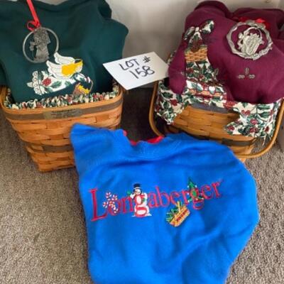 J - 158 Longaberger Baskets filled with Longaberger Sweatshirts & Ornament