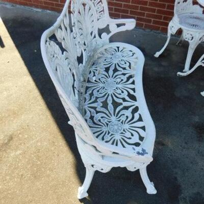 Vintage Outdoor Patio Bench Painted Metal 40
