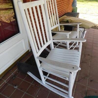 Pair of Solid Wood Outdoor Porch Rocking Chairs 