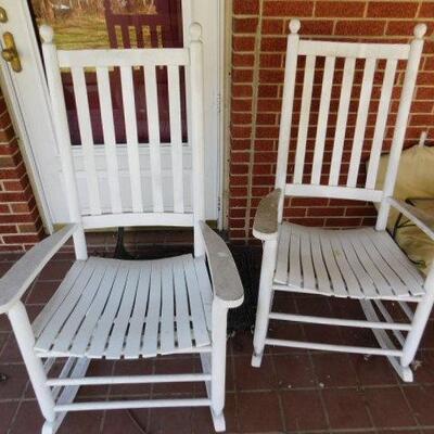 Pair of Solid Wood Outdoor Porch Rocking Chairs 