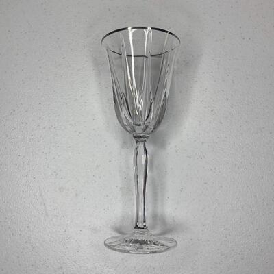 12 Pc Crystal Goblets with Silver Rims 