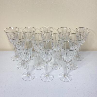12 Pc Crystal Goblets with Silver Rims 