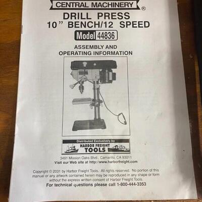 Central Machinery 10â€ Drill Press