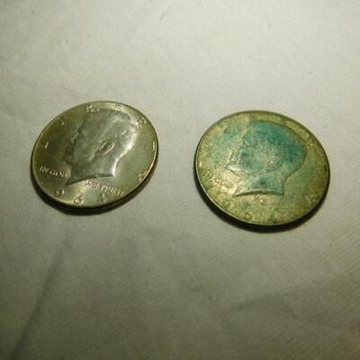 Pair of 1964 Kennedy Silver Half Dollars Circulated