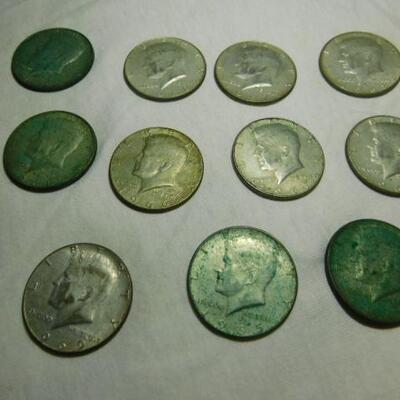 Set of 11 Kennedy Half Dollars 1965-1970 Circulated 40% Silver 
