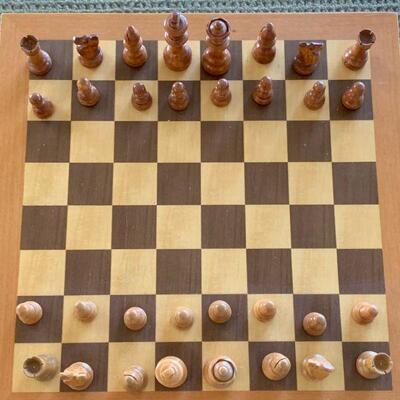 Wood and stone chess board 