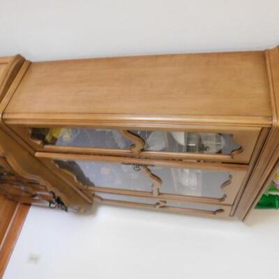 Vintage Solid Wood 2 Piece Sideboard with Hutch Top (No Contents) 