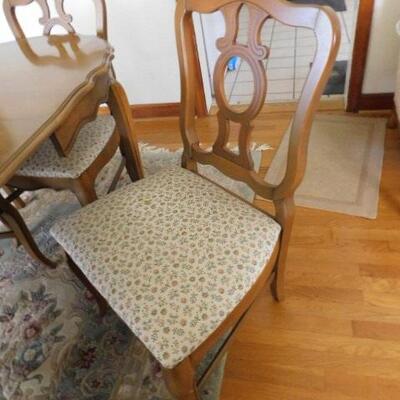 Vintage Solid Wood Dining Table with Four Matching Chairs