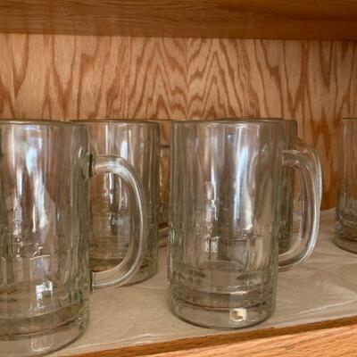 Set of 10 heavy glass beer mugs