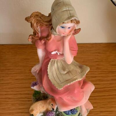 Whimsical lady with forest creatures 