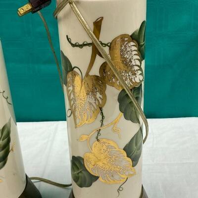 Green and Gold Ivy Pattern Table Lamps