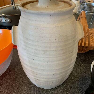 Hand thrown pottery cookie jar