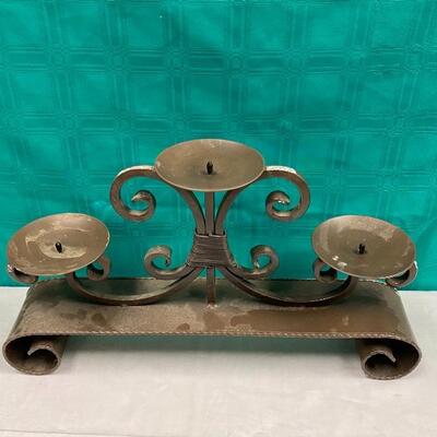 Large Metal Scroll Triple Candle Holder