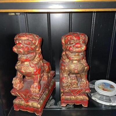 Pair of foo dog bookends 