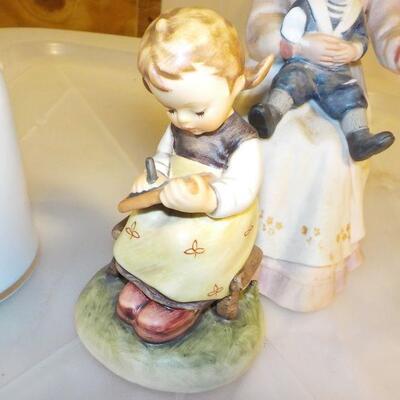 4 collector pieces Norman Rockwell bell, Hummel, Meissen, Brass Elephant.