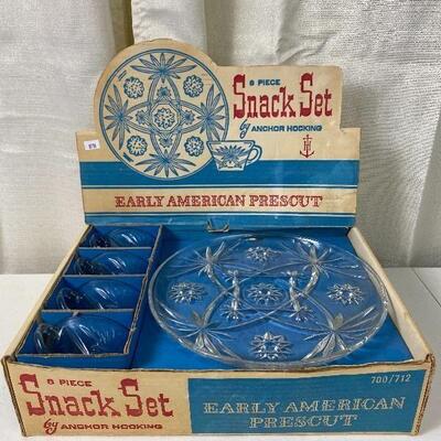 Lot# 69 S Vintage Anchor Hocking Early American Prescut Snack Set