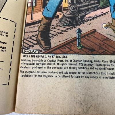 Lot #94 S Vintage Charlton Comics Billy The Kid Volume 1 # 67 1968