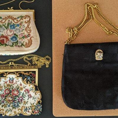 Lot# 104 s Lot of 3 vintage purses Ruth Saltz Lion Needlepoint bags