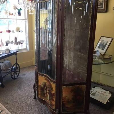 Large Antique French Vernis Martin Cabinet Vitrine Circa 1900 