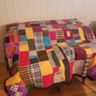 Vintange Patchwork/ Fur Quilt hand made