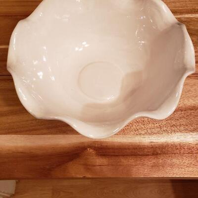 Large Ribbon Edge white ceramic bowl