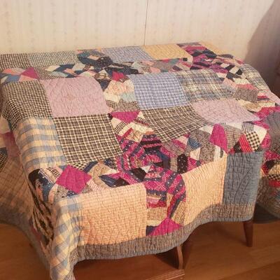 Vintage Patchwork Quilt /white quilted back